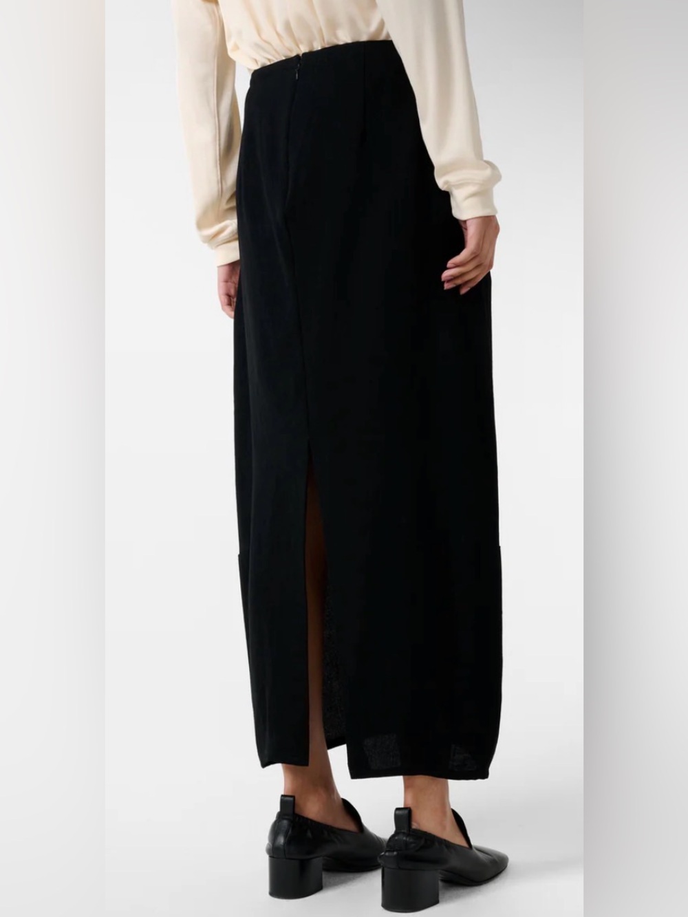 NWOT Studio Nicholson Beni Black Midi Skirt UK 6 / IT 38 | Linen-Like Twill - Picture 6 of 12